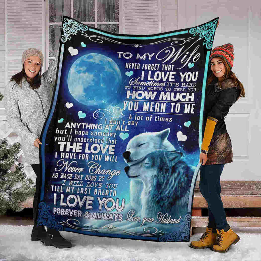 To My Wife - Wolf And Moon Blanket - You Mean To Me Blanket