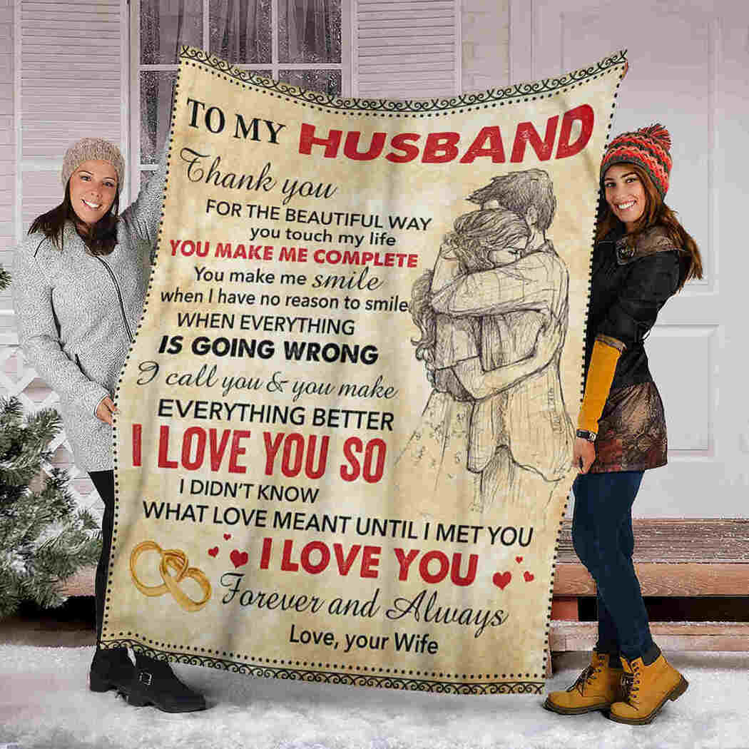 To My Husband - Couple Hug - I Love You Blanket