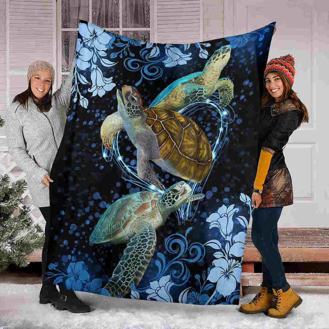Beautiful Turtles Flower Blanket - Sea Animals Blanket