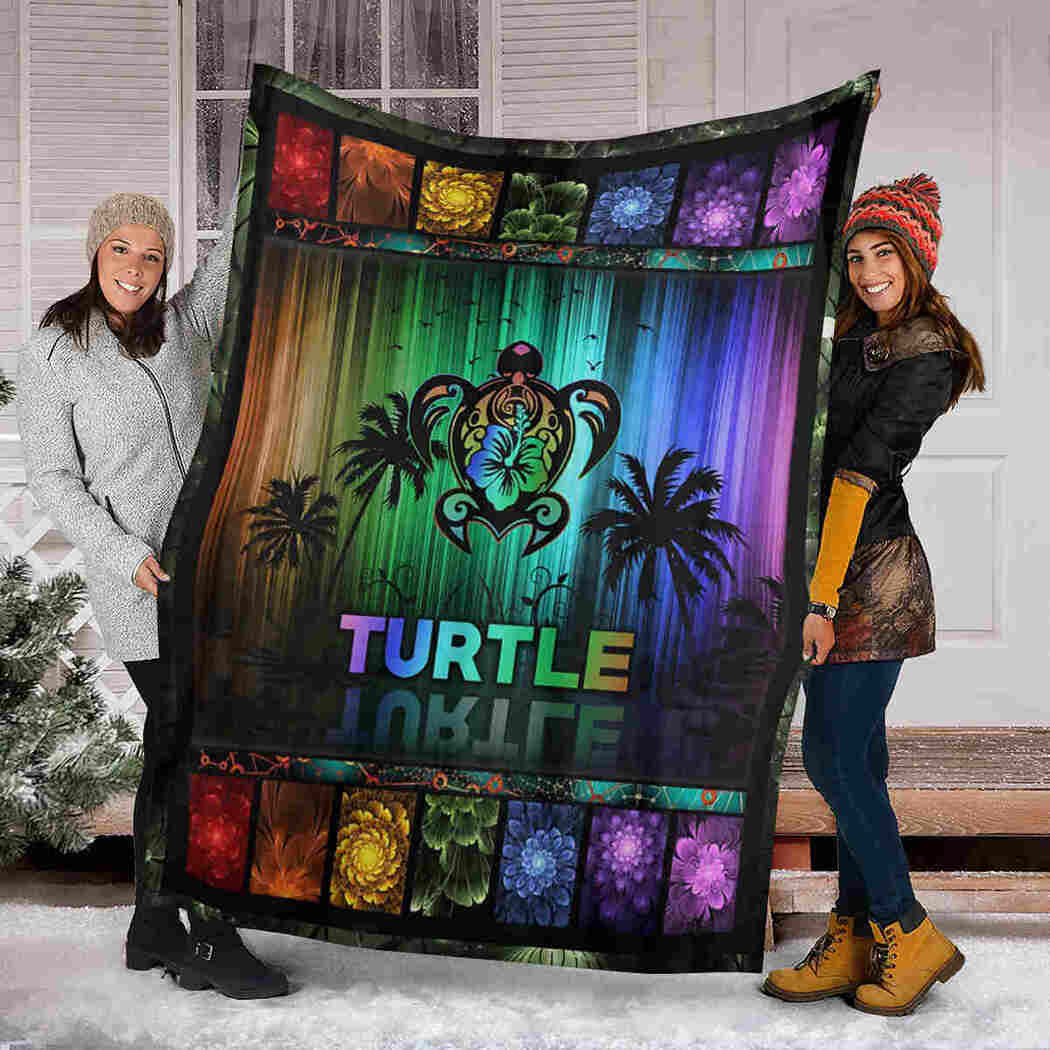 Colorful Turtle Blanket - Seven Color Flower Blanket - Special Gift Of Art Design Print