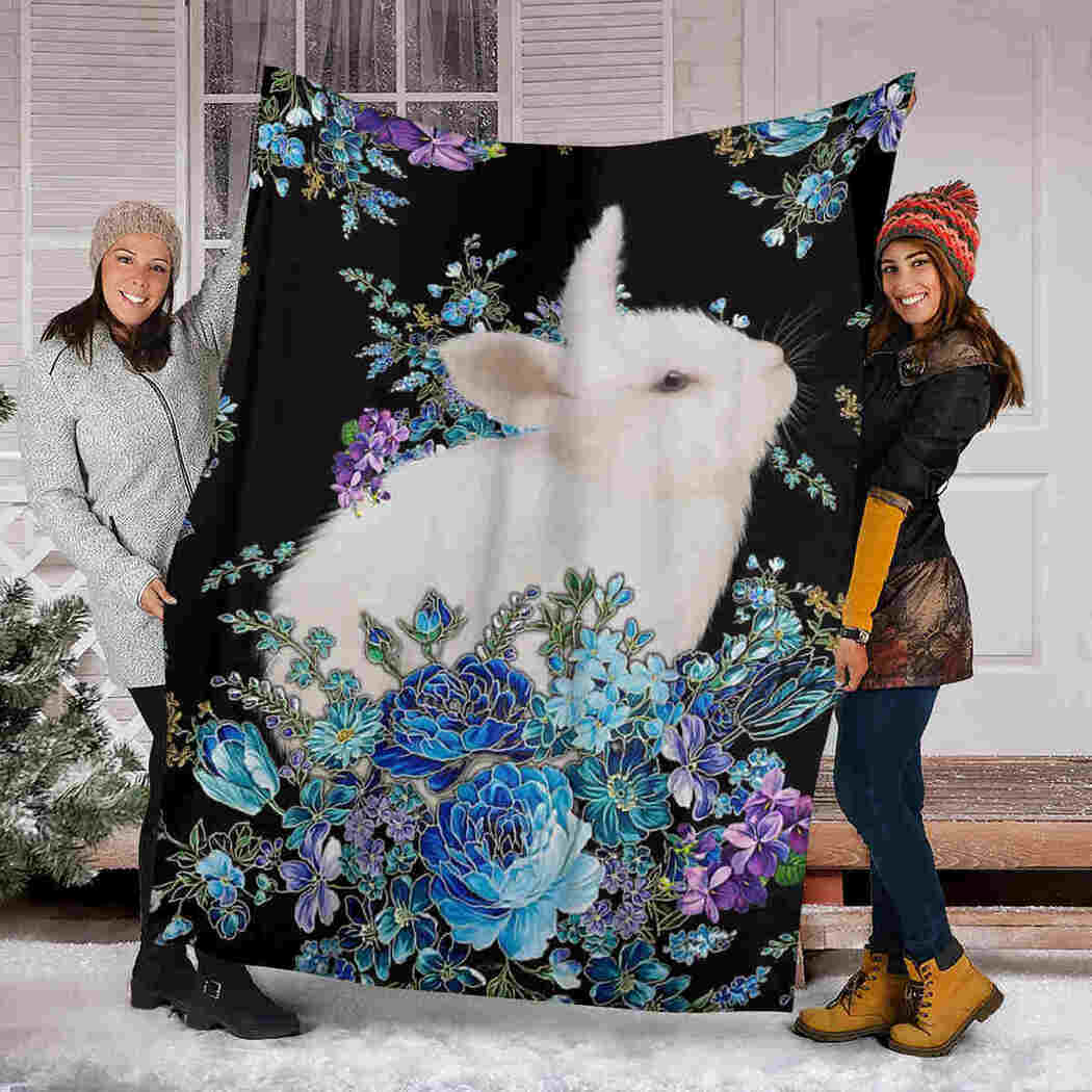Rabbits Flower Blanket - Animals Lover Blanket