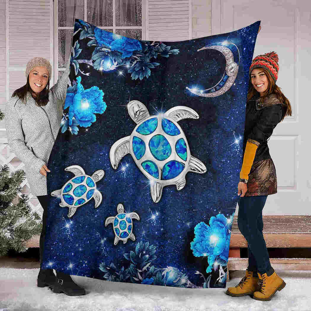 Sea Turtle Moon Blanket - Flower Sea Animals Blanket