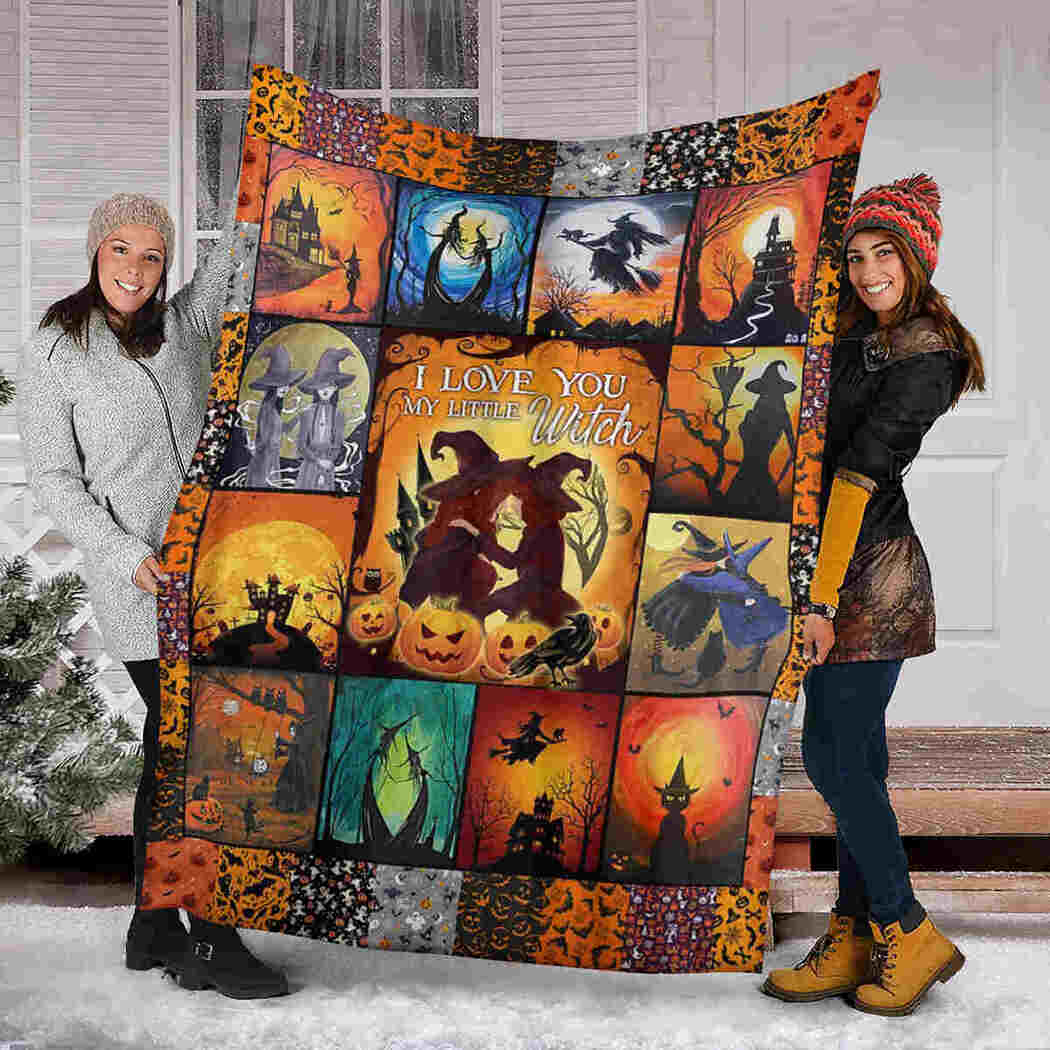 Witch Pumpkin Blanket - Happy Halloween - I Love You My Little Witch Blanket