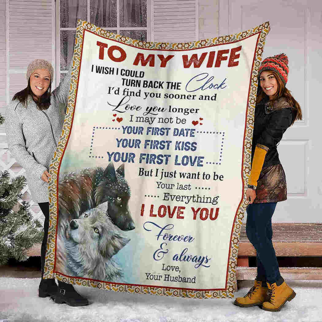 To My Wife - Couple Wolf - Love You Longer Blanket