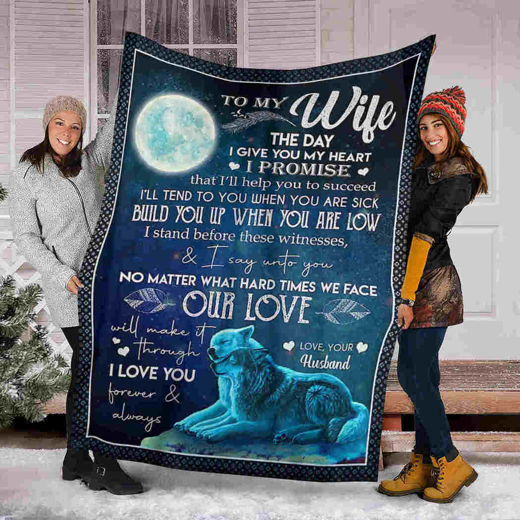 To My Wife Blanket - Wolf And Moon Blanket - I Love You Forever And Always Blanket