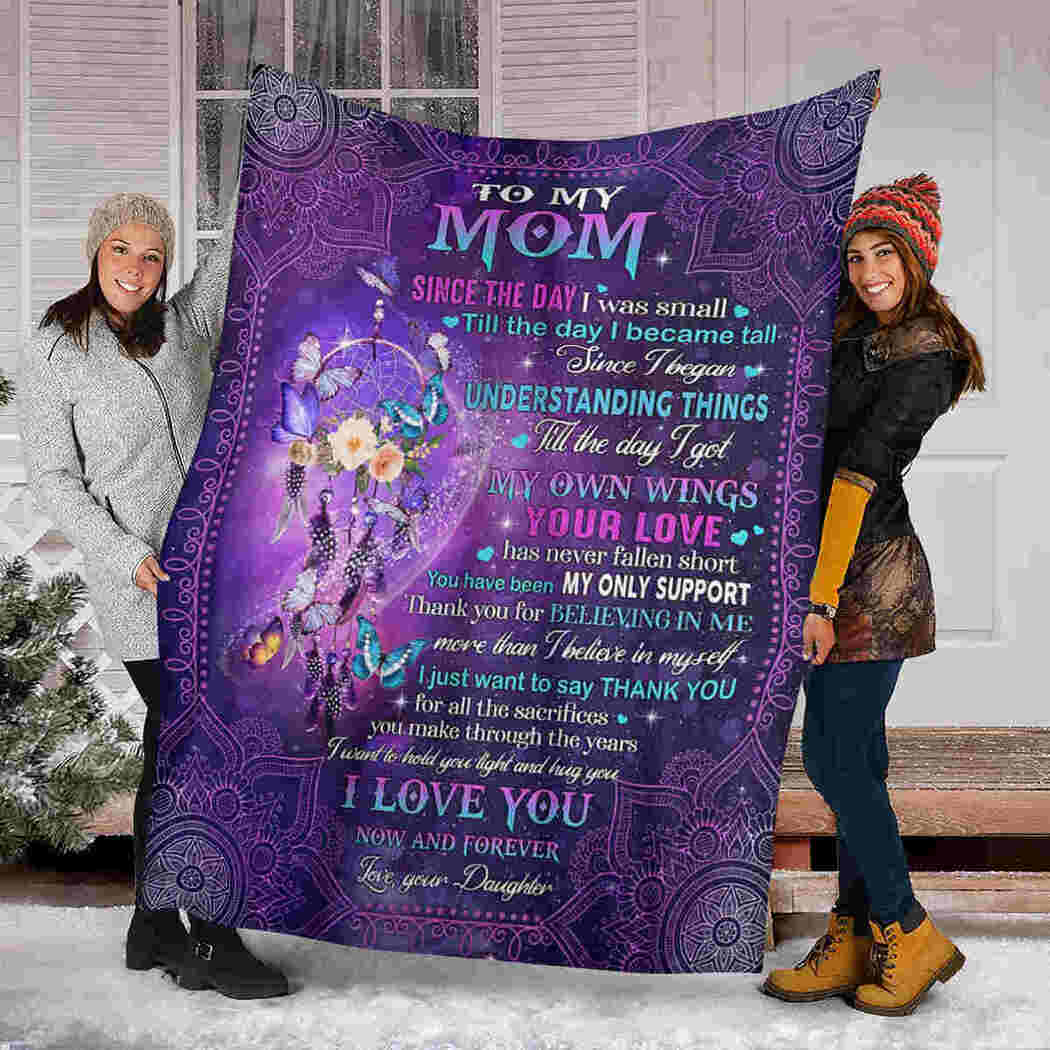 To My Mom Blanket , Purple Dreamcatcher Mandala Blanket - I Love You Blanket