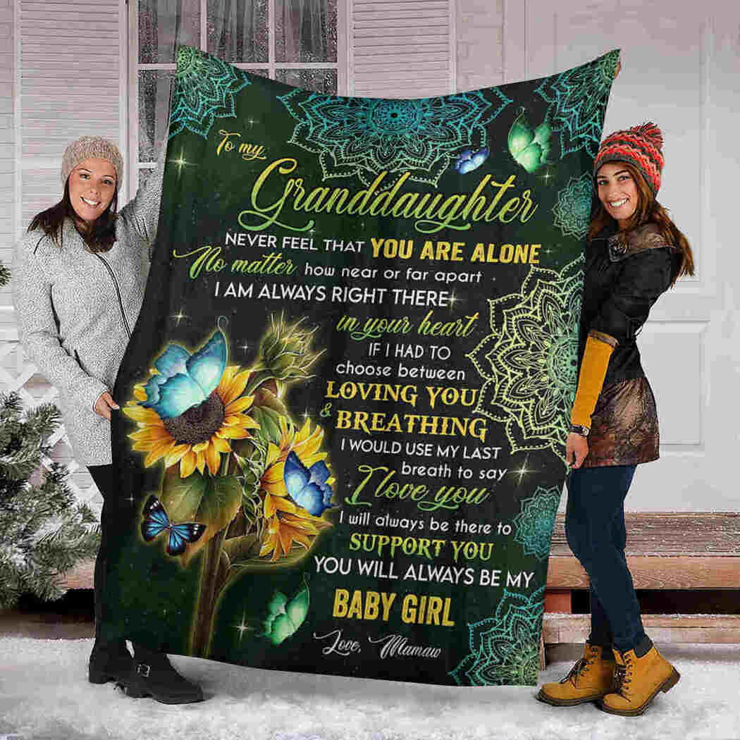 To My Granddaughter - Sunflower Mandala - I Love You Blanket