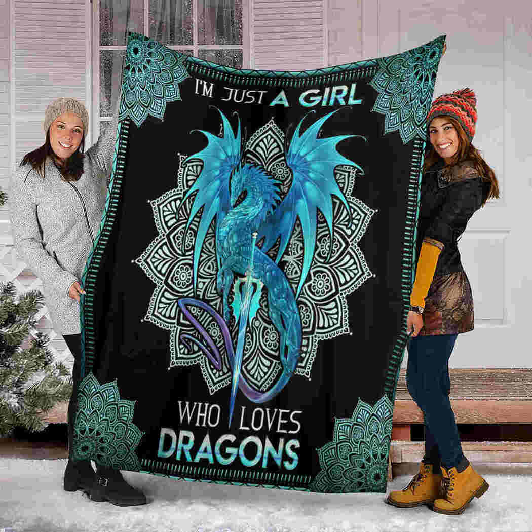 Dragon Mandala Blanket - I'm Just A Girl Who Loves Dragons Blanket
