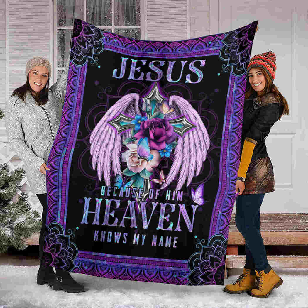 Jesus Wings Flower Blanket - Jesus Heaven Knows My Name Blanket