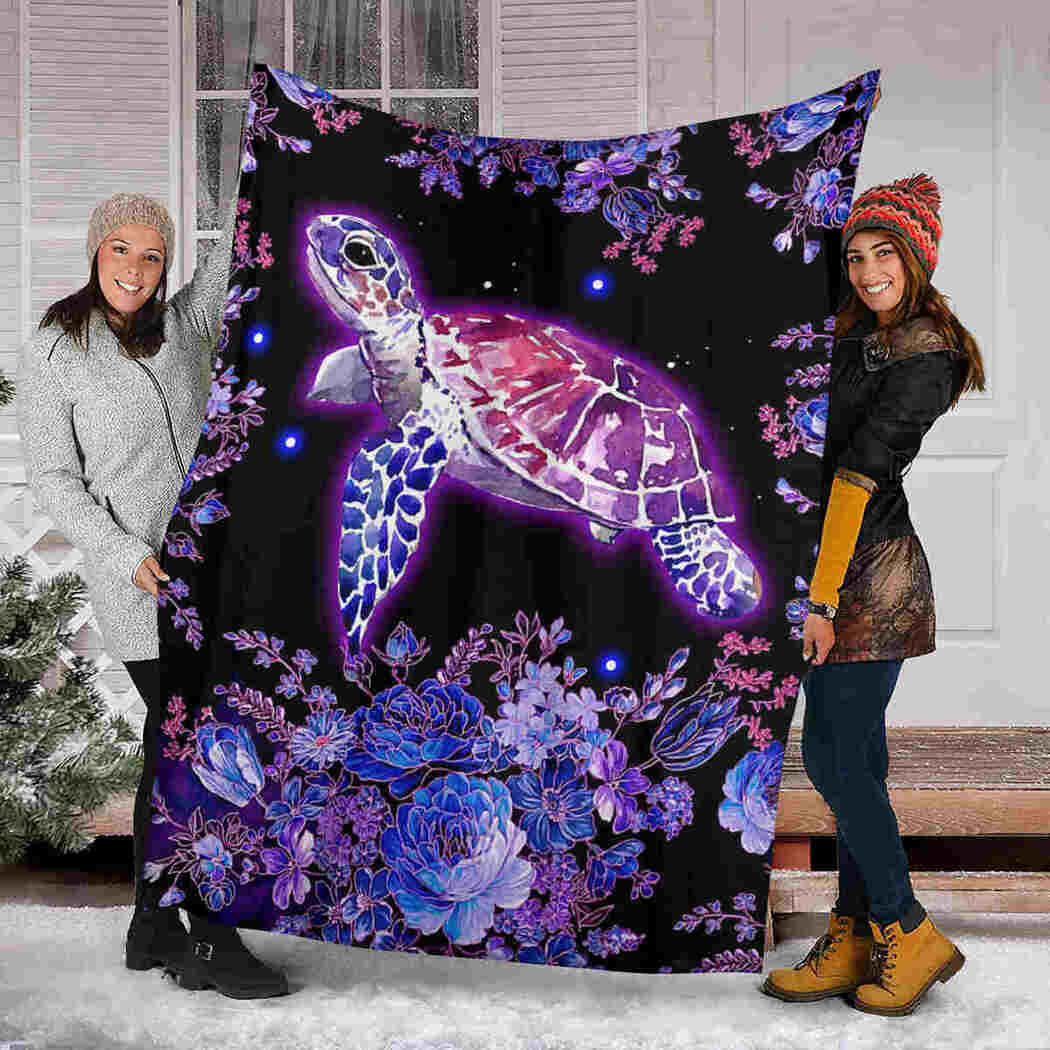 Beaches And Turtles Blanket - Flower Sea Animals Blanket