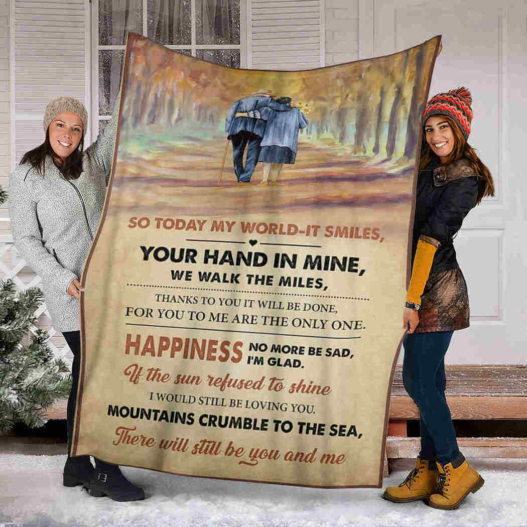 Old Couple Together Blanket - Your Hand In Mine Blanket