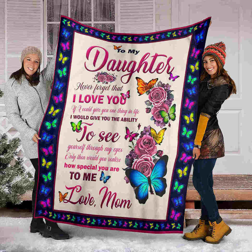 To My Daughter - Roses Butterfly - I Love You Blanket