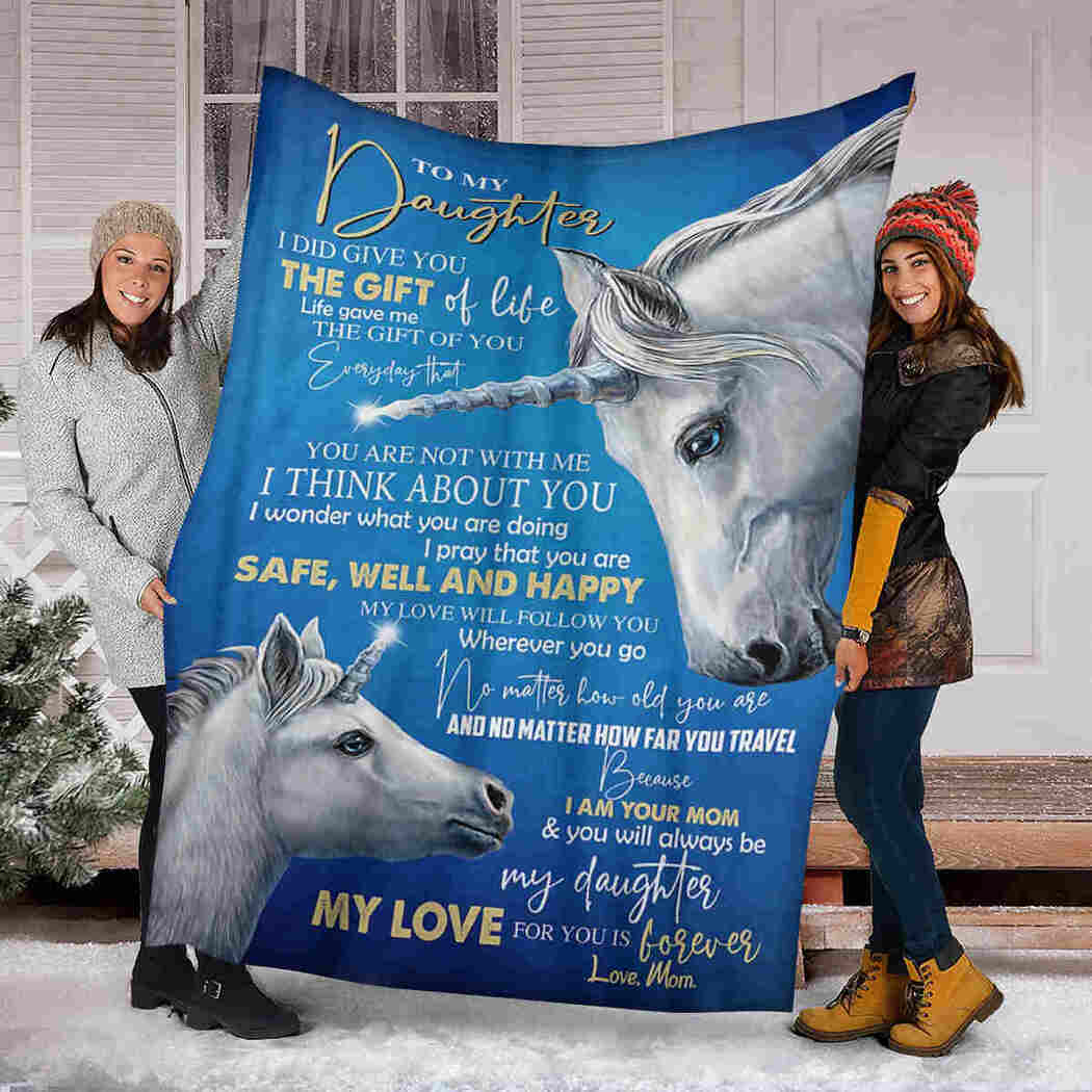 To My Daughter - White Unicorn - My Love For You Is Forever Blanket