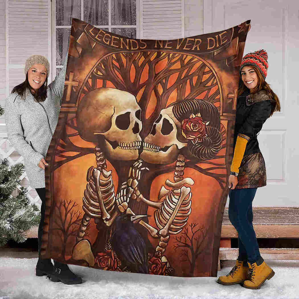 Love Skull Blanket - Skull Couple Blanket
