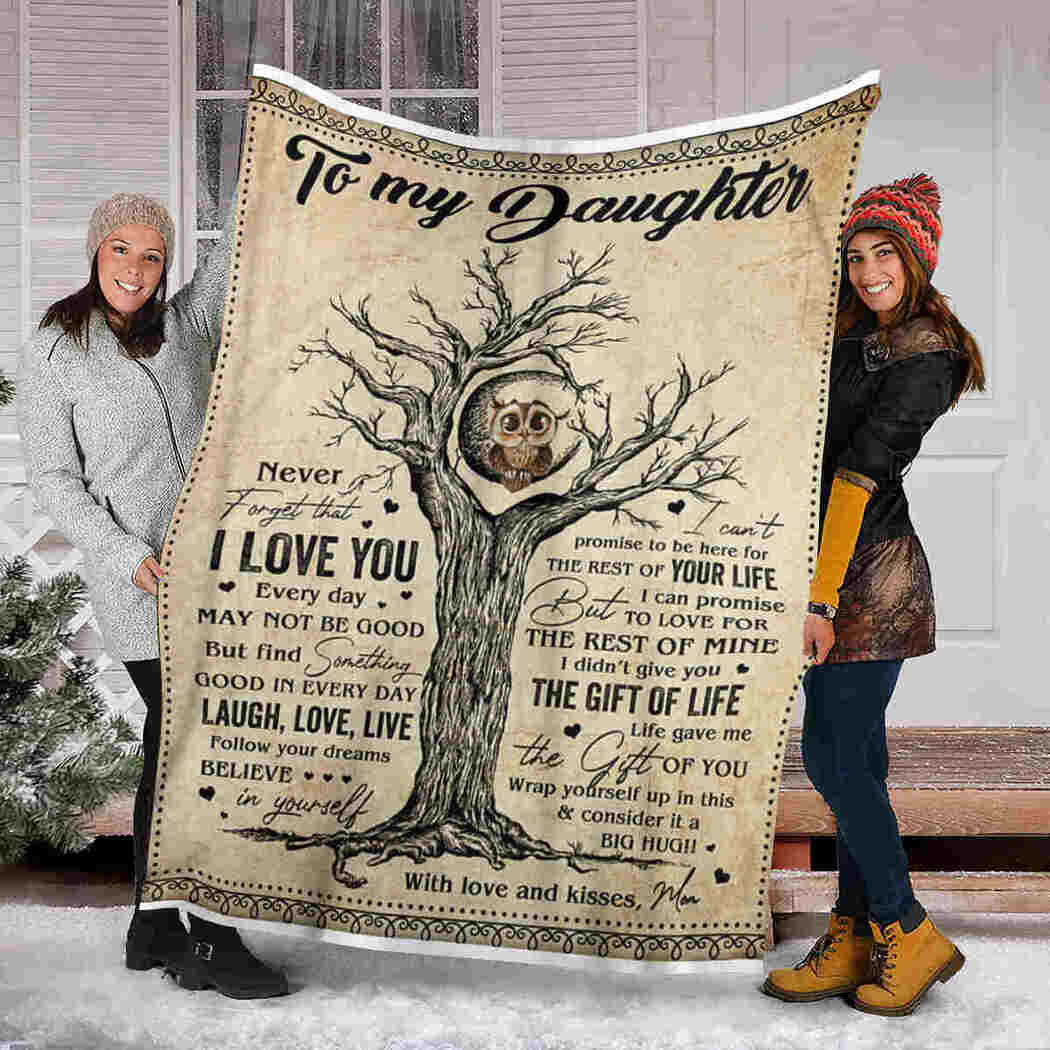 To My Daughter Blanket - Owl & Tree - Laugh Love Live Blanket