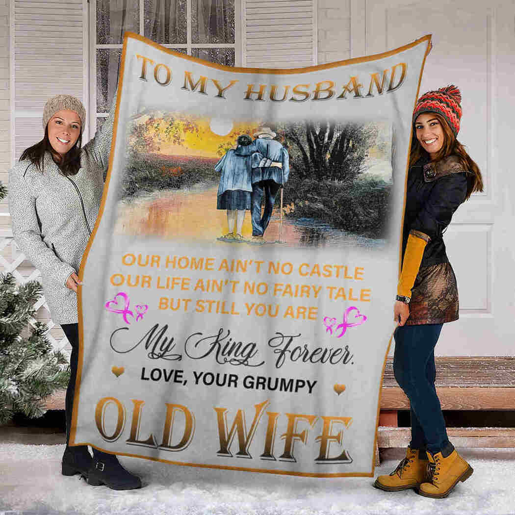 To My Husband Blanket - Old Couple Sunset - My King Forever Blanket