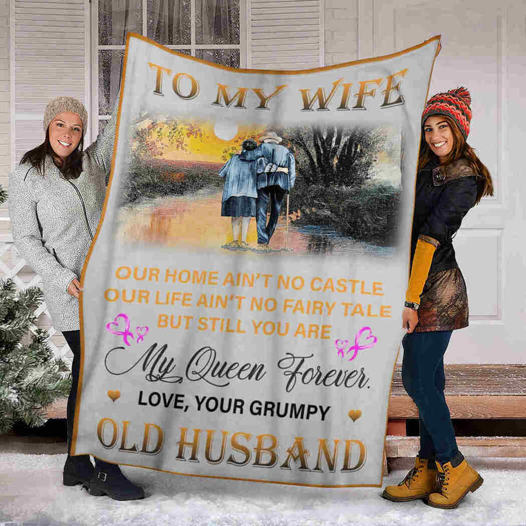 To My Wife Blanket - Old Couple Sunset - My Queen Forever Blanket