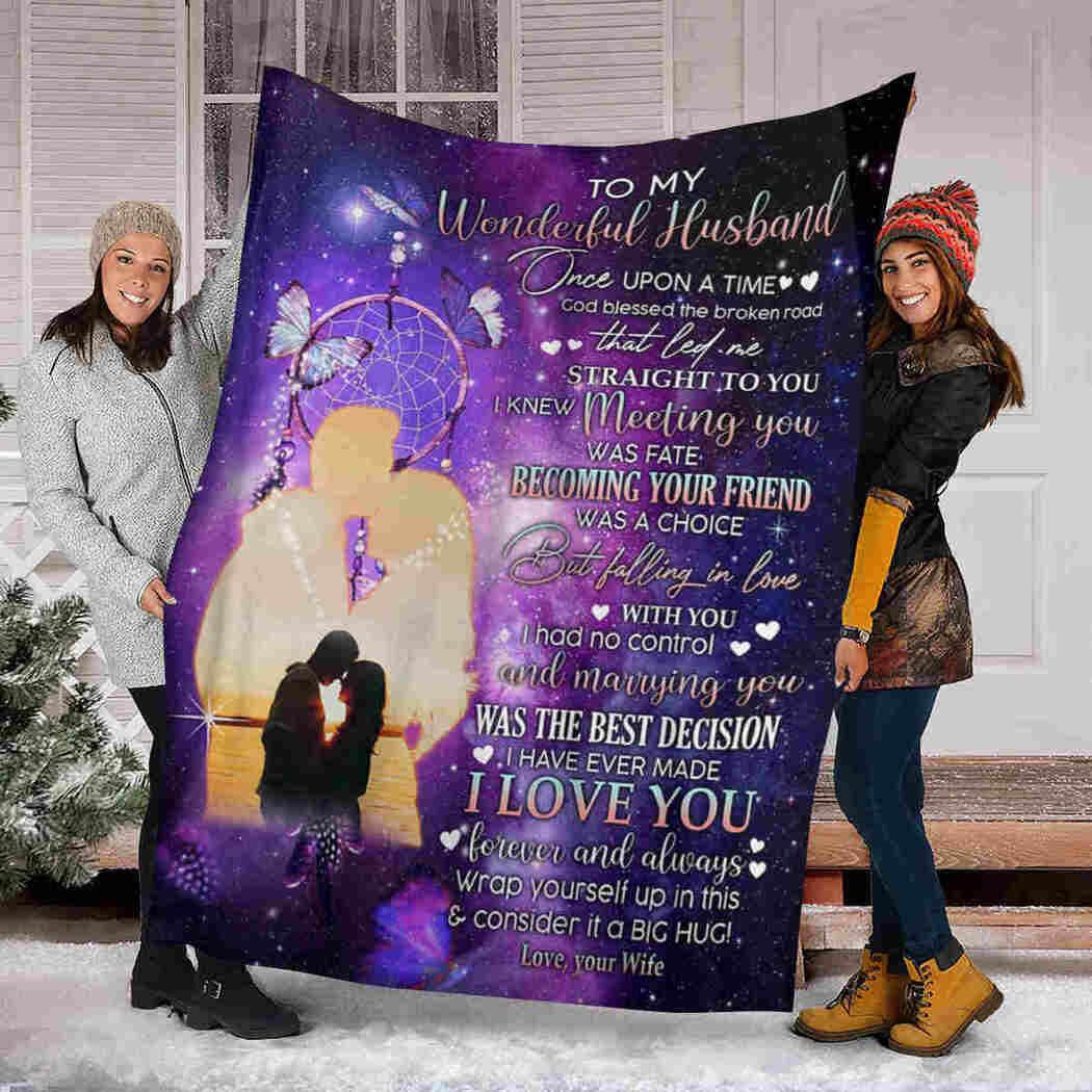 To My Wonderful Husband Blanket - Couple Galaxy - I Love You Blanket