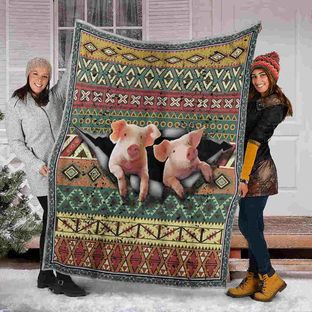 Pig American Pattern Blanket - Farm Animals Blanket