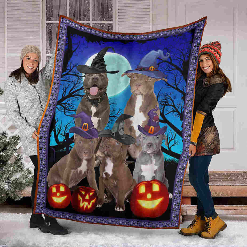 Dog Witch And Pumpkin Blanket - Halloween Night Blanket