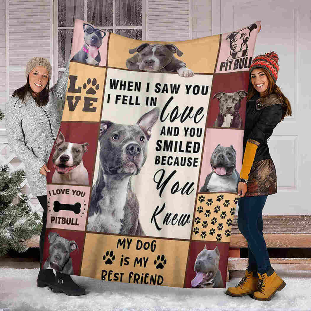 Pitbull Blanket - Dog When I Saw You I Fell In Love Blanket