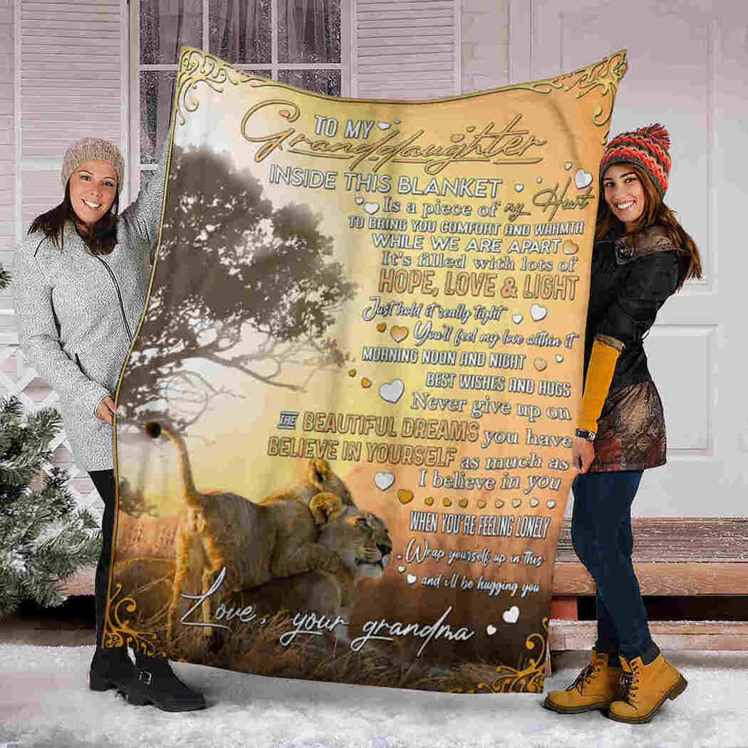 To My Granddaugher - Lion Sunset Blanket - Hope Love And Light Blanket
