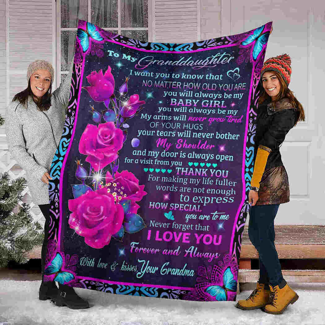 To My Granddaugher - Rose Galaxy Blanket - I Love You Forever And Always Blanket