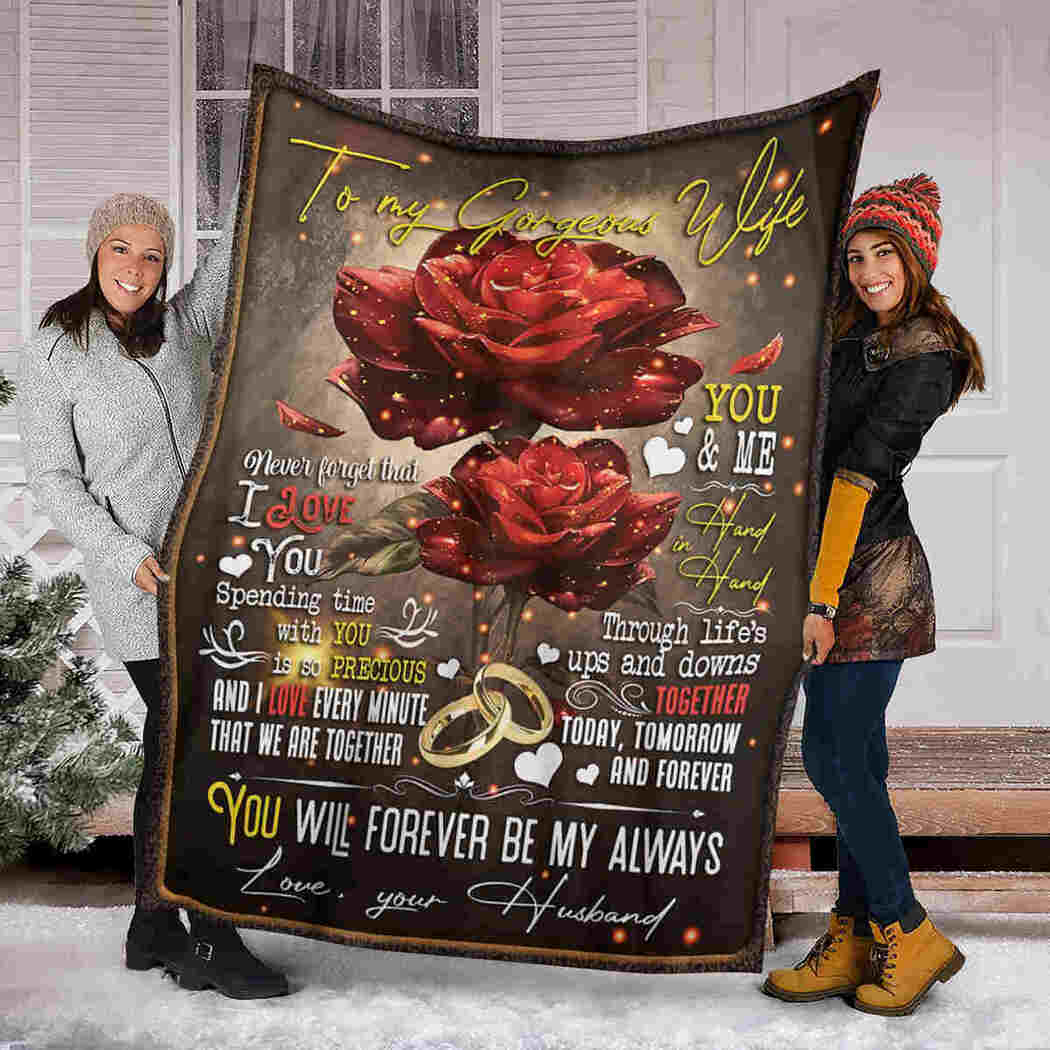 To My Gorgeous Wife Blanket - Red Roses - I Love You Blanket
