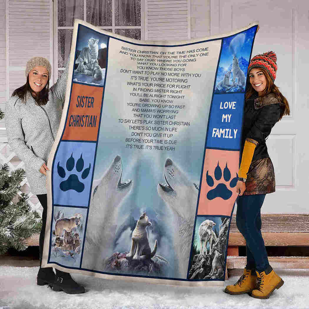 Wolf Howling Blanket - Sister Christian Family Blanket