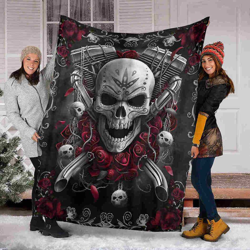Skull & Rose Blanket - Happy Halloween Blanket