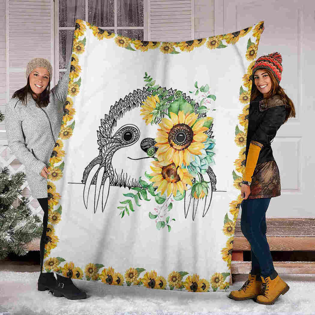 Sloth And Sunflower Blanket - Cute Gift For Animal Lover