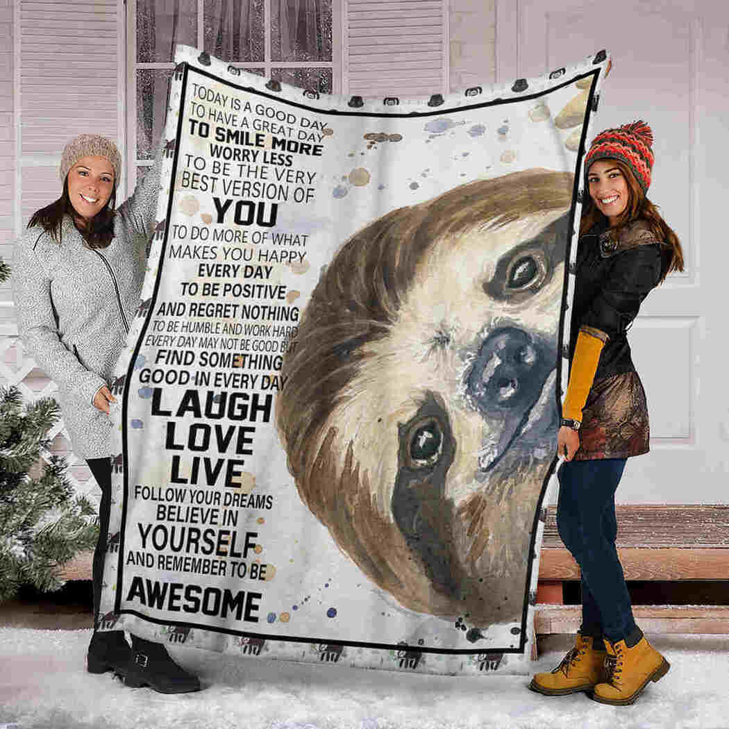 VIKKO Cute Sloth in Christmas Hat Scarf Throw Blanket 60 x 50 Inch Travel Office Car Warm Soft Cozy Blanket for Home Couch Sofa Decorative