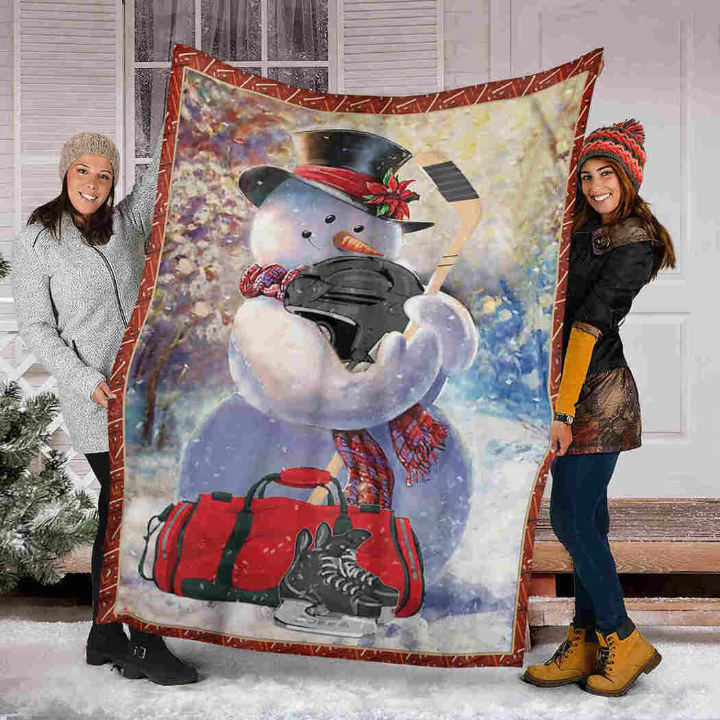 Snowman Hockey Blanket - Christmas Sport Blanket